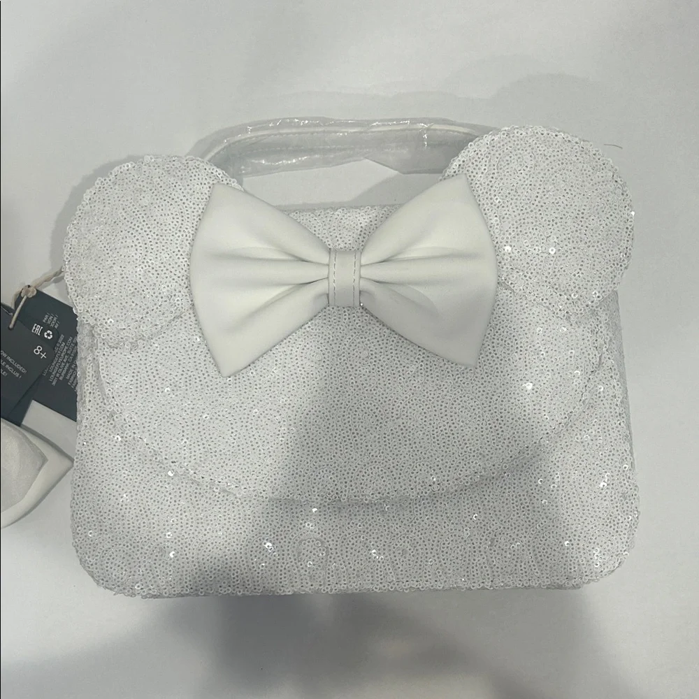 Disney Lounge fly White Sequin I do Wedding Bow Handbag New w tags
